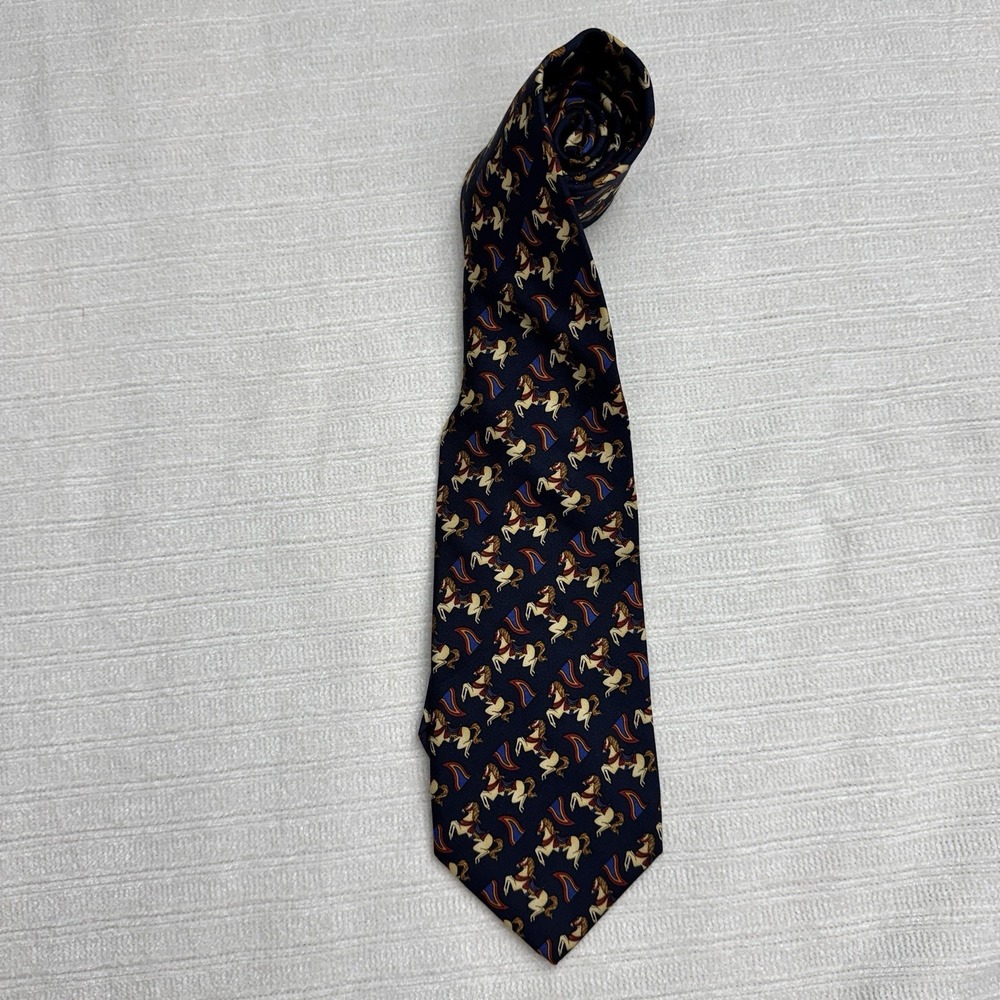 Brooks Brothers Makers Silk Horse Rainbow Navy Mens Tie OS‎ USA